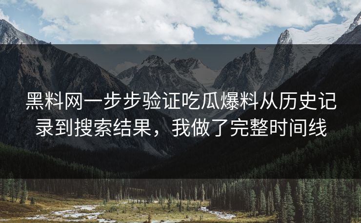 黑料网一步步验证吃瓜爆料从历史记录到搜索结果，我做了完整时间线