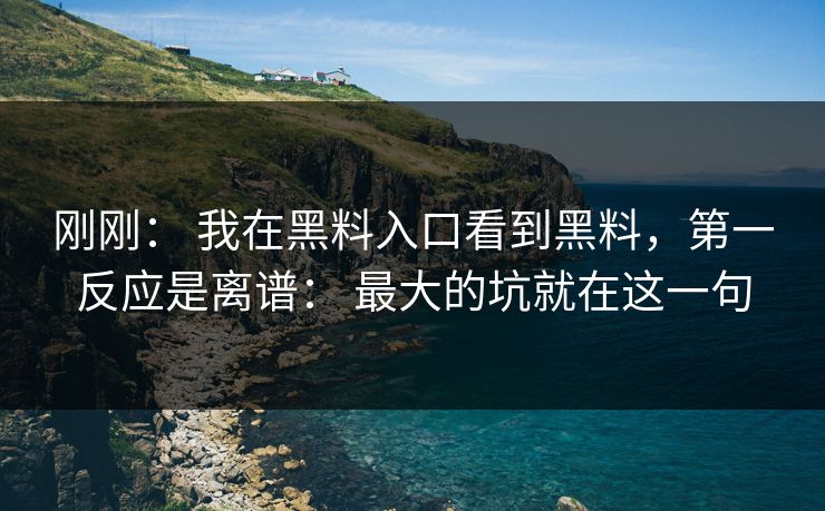 刚刚： 我在黑料入口看到黑料，第一反应是离谱： 最大的坑就在这一句